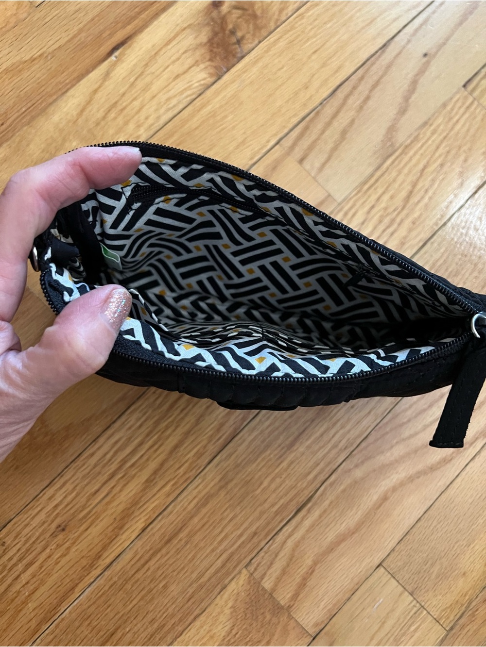 Vera Bradley Quilted Black Clutch Wallet with Silver Turn-Lock - Picture 2 of 3